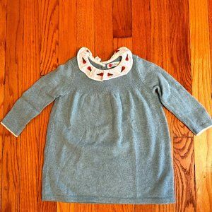 Baby Boden holiday sweater dress blue robins 12 months